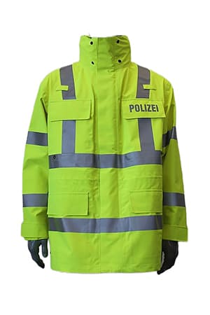 Police warning weather protection jacket bright yellow