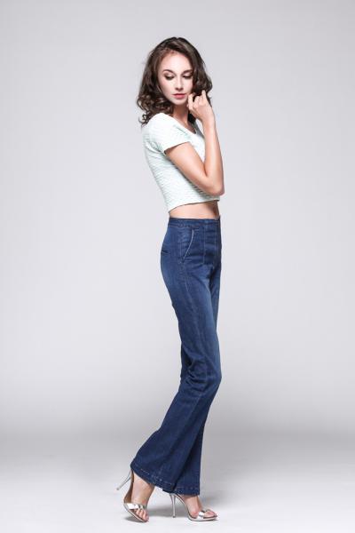 Jeans Women Denim Pants Mid Waist Flare 