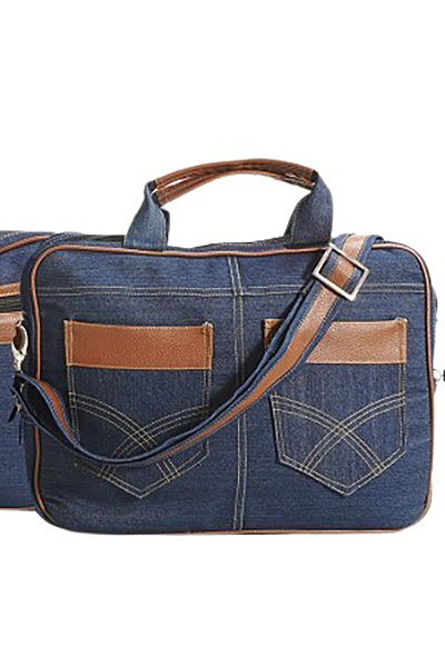 Denim Shoulder Bag Notebook Briefcase