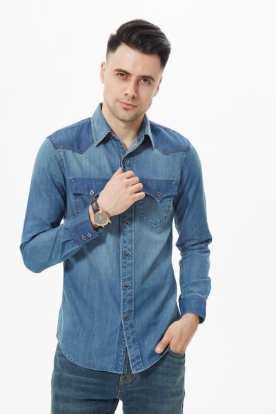 Jeans Men Denim Shirt Casual Premium Western Style