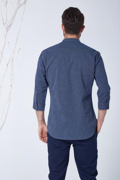 Jeans Men Shirt Casual Striped Regular Fitting