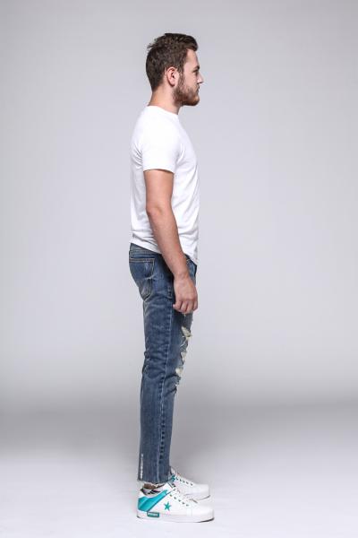 Jeans Men Pants Stretch Destroyed Leisure Basic