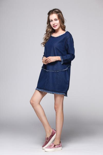 Jeans Women Denim Long Sleeve Mini Dress 1