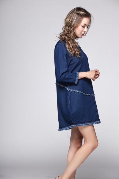 Jeans Women Denim Long Sleeve Mini Dress 2