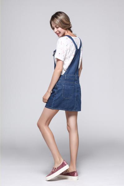 Jeans Women Denim Dungaree Short Skirt With Pockets 2