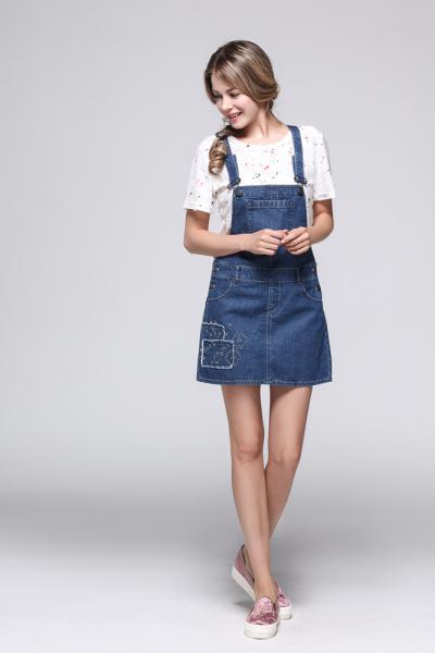 Jeans Women Denim Dungaree Short Skirt With Pockets 5