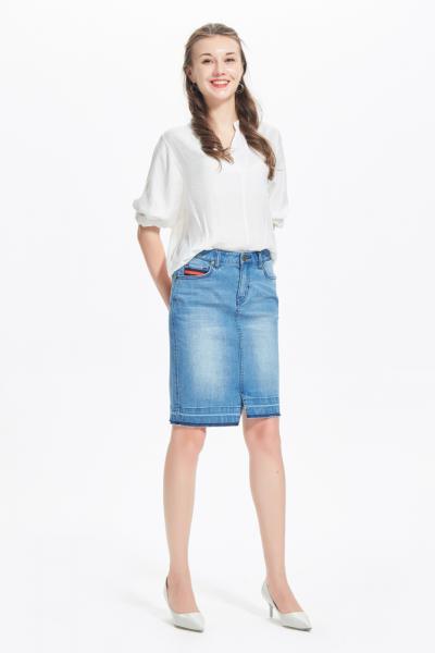 Jeans Women Denim Mini Skirt Fringe Hem 3