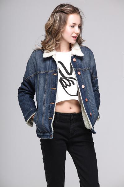 Jeans Women Jacket Denim With Sherpafleece Lining Winter Outwear