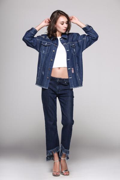 Jeans Women Denim Jacket In Medium Length