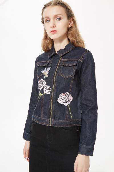 Jeans Women Denim Short Jacket Elegant Embroidered