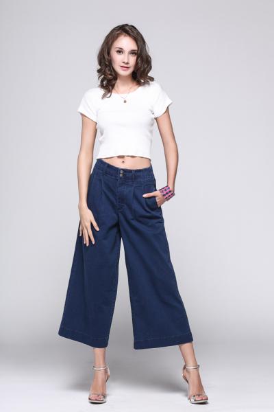 Jeans Women Denim Big Flare Leg Pants 