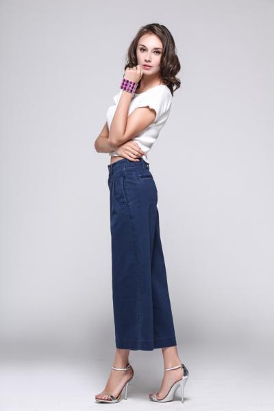 Jeans Women Denim Big Flare Leg Pants 