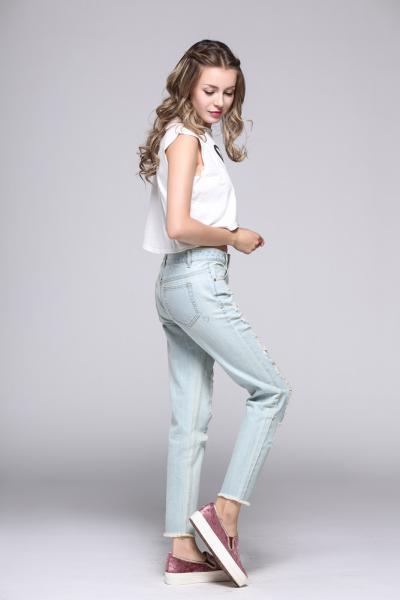 Jeans Women Denim Pants Stretch Ripped Holes 