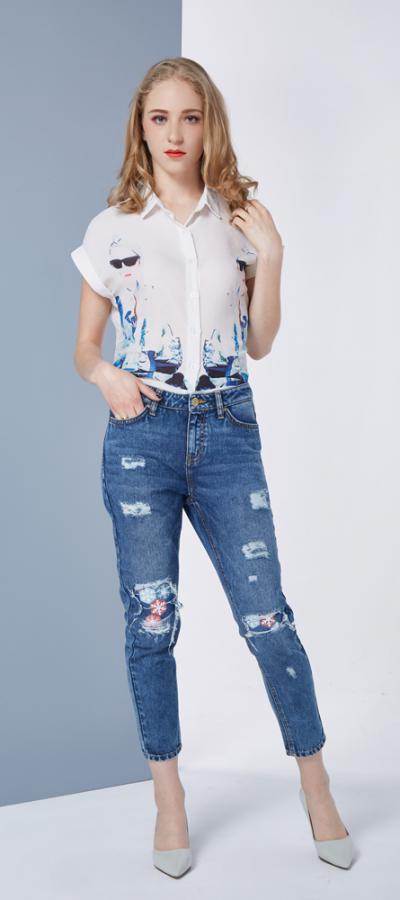 Jeans Women Skinny Stretch Casual Destroyed With Holes