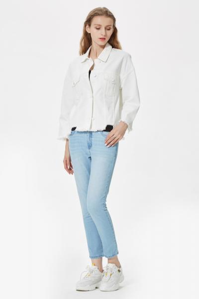 Jeanshose Damen Geschnittene Slim Fit 