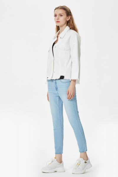 Jeanshose Damen Geschnittene Slim Fit 