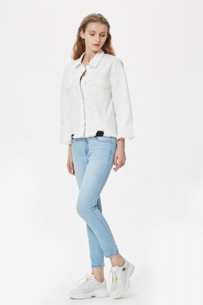 Jeanshose Damen Geschnittene Slim Fit 