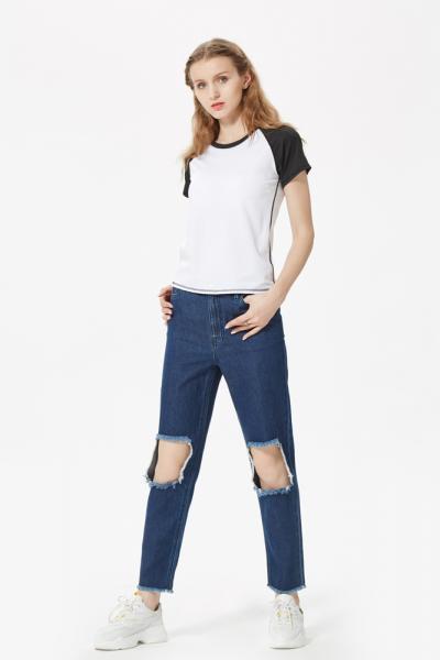 Jeans Women Denim Pants With Distressed Looking 