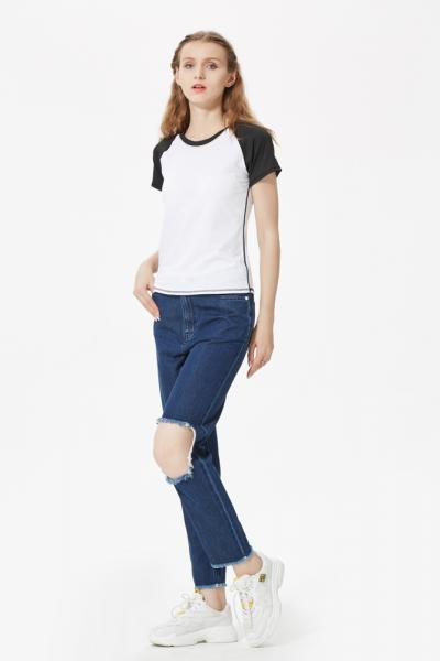 Jeans Women Denim Pants with Distressed Looking