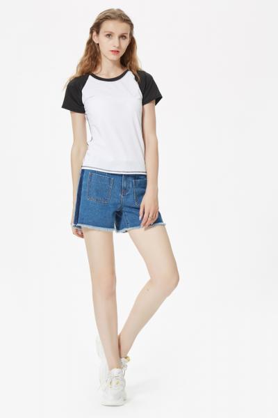 Jeans Women Denim Shorts Stretches Ripped Raw Hem 