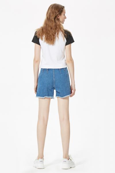 Jeans Women Denim Shorts Stretches Ripped Raw Hem 