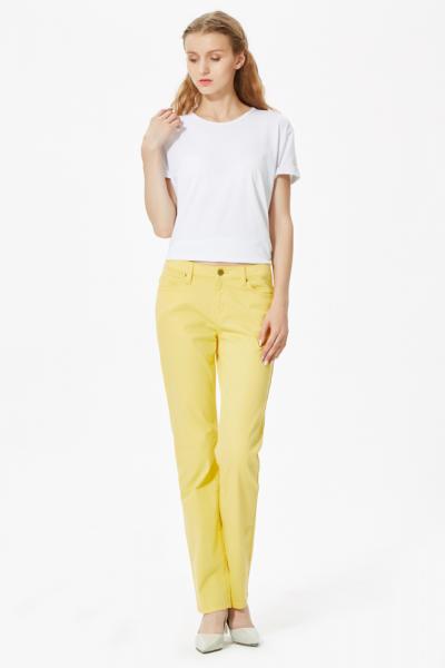 Jeans Women Denim Pants High Stretch Yellow 