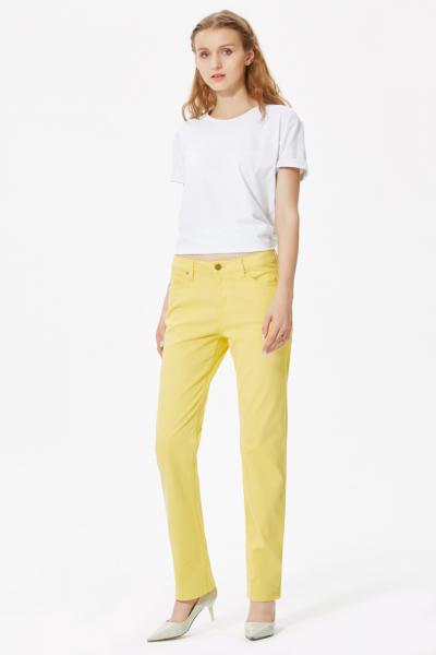 Jeans Women Denim Pants High Stretch Yellow 