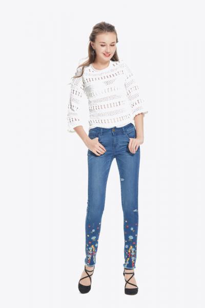 Jeans Women Denim Pants Leisure With Embroidery Bottom 