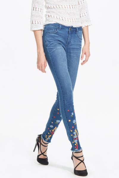 Jeans Women Denim Pants Leisure With Embroidery Bottom 