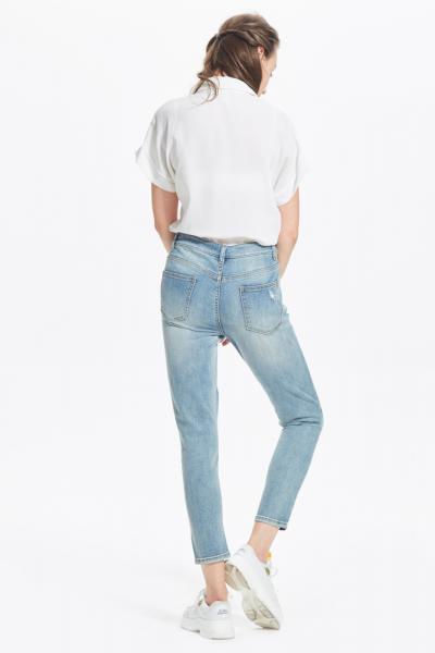 Jeans Women Denim Pants Ripped Destroyed Straight With Holes 