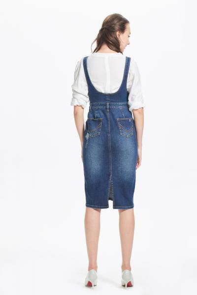 Jeans Damen Latzrock mit Knopfleiste