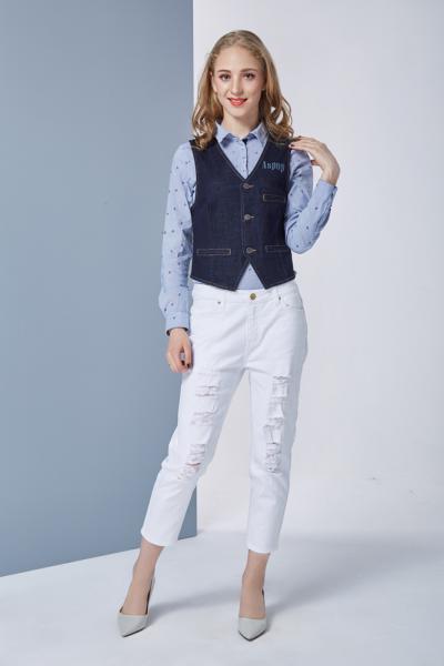 Jeans Damen Gilets Jeanswest Waistcoat Vest Sleeveless