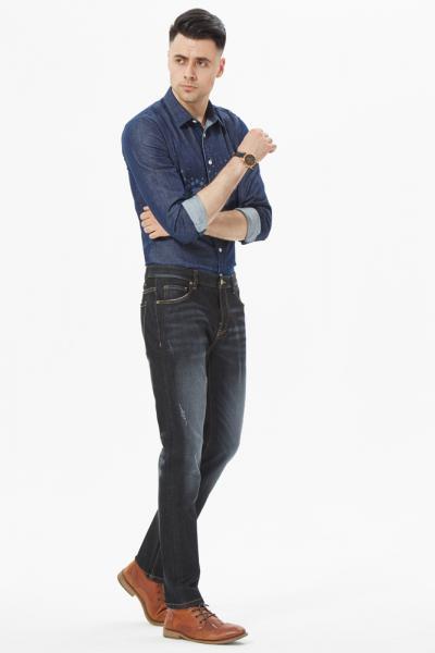 Jeanshose Herren Klassischer 5-Pocket-Stil mit Elastananteil