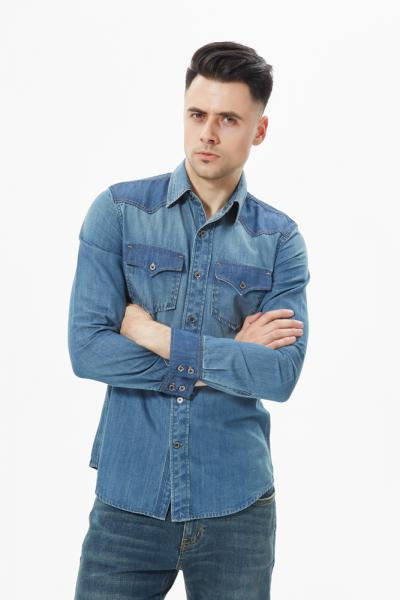 Jeanshemd Herren Freizeithemd Premium Denim Western