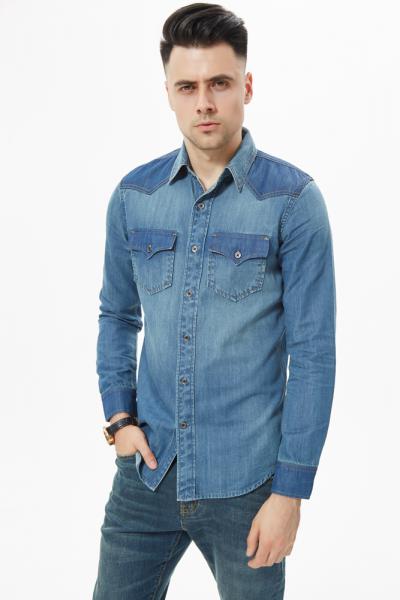 Jeanshemd Herren Freizeithemd Premium Denim Western