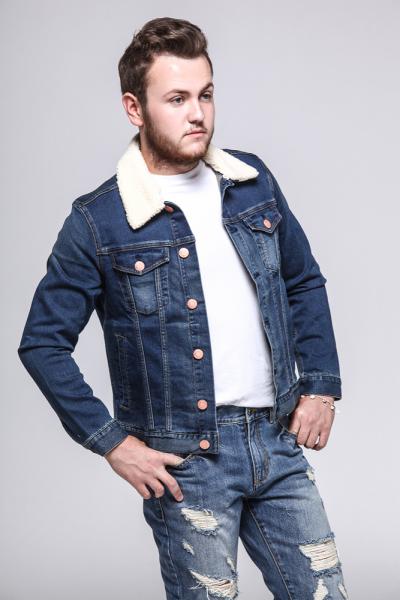 Jeansjacke Herren Teddyfutter Warm