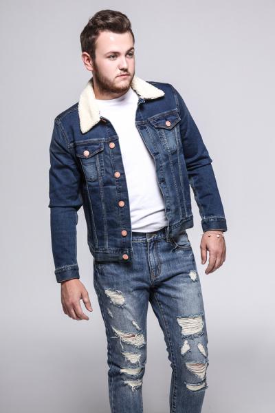 Jeansjacke Herren Teddyfutter Warm