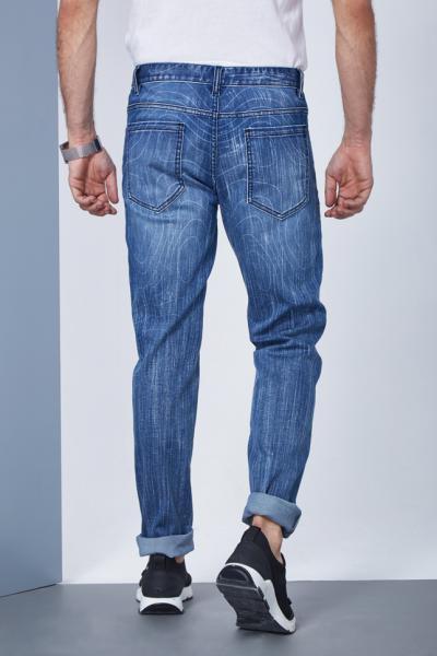 Jeanshose Herren Laserdruck Loose Fit Vintage